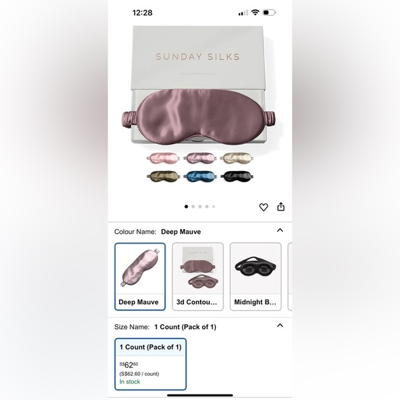 NEW!!! Colorado Home Co Sleep Mask Silk Eye Mask for Sleeping Deep Mauve $63 - Picture 5 of 5